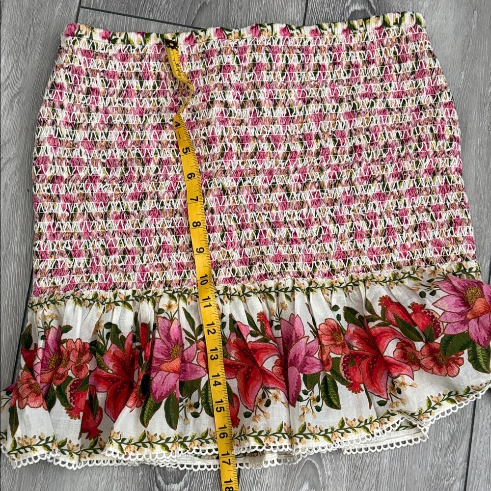 FARM RIO Floral Pink Smocked Ruffle Skirt new no tags size medium - Picture 4 of 5